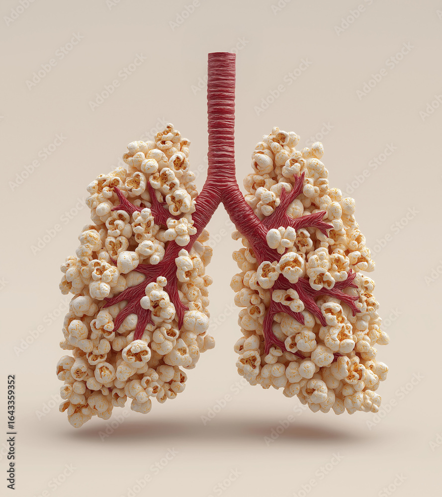 popcorn lunge vom vapen Stock-Illustration „Realistic Popcorn Lungs Illustrating Vaping Damage“