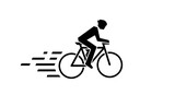 Fast-Paced Cyclist Silhouette with Motion Lines for Sports and Fitness Campaigns