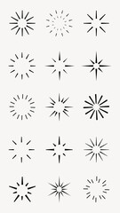 Wall Mural - star sparkle doodle set vector. starburst icon set. sparkle star firework icons. sunburst and starbu