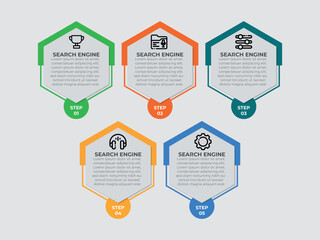 Wall Mural - business data visualization. 5 steps infographic icons designed for abstract background template mil