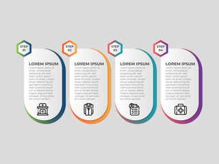 Wall Mural - modern 3d infographic template with 4 steps. business circle template with options for brochure, dia