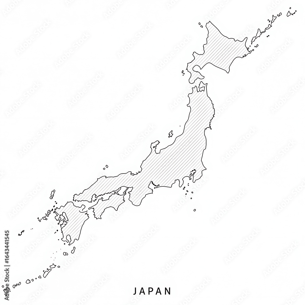 Shaded map of Japan Stock Illustration | Adobe Stock