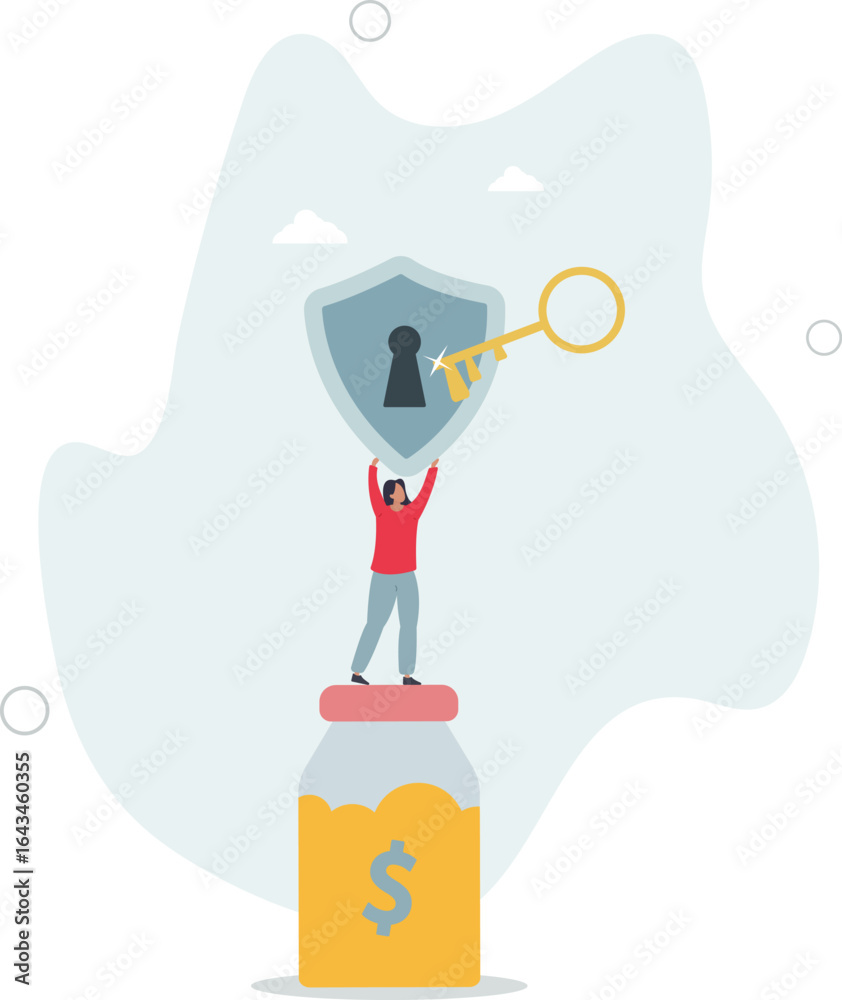 Recieving Interest High interest rates concept. character opening savings account and ...