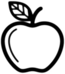 Wall Mural - outline drawing of an apple with a leaf in black and white ink style