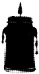 Wall Mural - silhouette of a burning candle with wax dripping in halftone pattern, abstract art