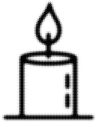 Wall Mural - monochrome dotted candle icon with a minimalist flame design