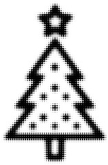 Wall Mural - black and white halftone christmas tree with a star on top, minimalist design