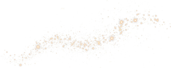 Wall Mural - Dust, light, PNG, gold, glittering with golden sparkle and shimmer dots. Luxury stardust PNG on transparent background. Magical Overlay for festive holiday, Christmas card, or night sky design.
