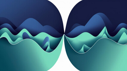 Wall Mural - Abstract Blue and Teal Wave Mirror Image