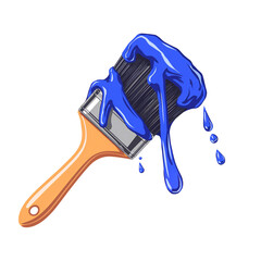Wall Mural - artistic brushstroke representation with vibrant blue paint oozing on transparent isolated space