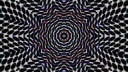 Wall Mural - 3D animation beautiful video colorful abstract bright light energy 4K of smooth lines waves glittering light effect on round shape in center, black background