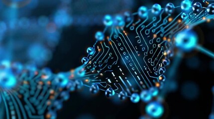 Wall Mural - abstract circuit board with glowing components