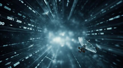 Wall Mural - futuristic data stream with satellites