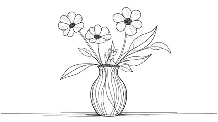 Minimalist Line Art Flower Illustration
