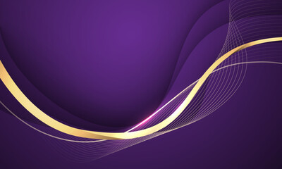 Wall Mural - abstract grey wave gold ribbon curve on purple design modern luxury background vector