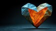 © naeem - Faceted dark heart with glowing orange core evoking emotional depth hidden warmth and stylized strength in dramatic artistic composition