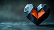 © naeem - Faceted dark heart with glowing orange core evoking emotional depth hidden warmth and stylized strength in dramatic artistic composition