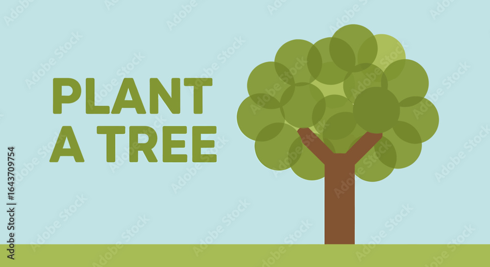 Tree Reforestation Project Sign Flat vector illustration promoting environmental awareness and ...