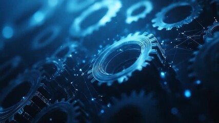 Interlocking gears with digital technology.