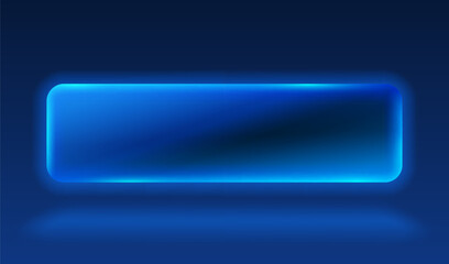 Wall Mural - Neon Button frame, blue color, black background. Vector illustration