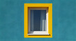 © Saba - 'Playful window framed in sunny yellow on a vibrant blue wall'