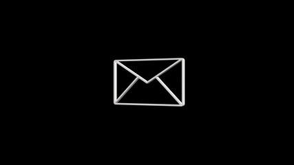 3d email envelope animation on black background for business marketing . Email icon with 3D round animation, Email, in box, message, text Icon animation.