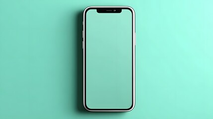 Sleek Smartphone with Blank Screen on a Mint Green Background Displaying Modern Technology
