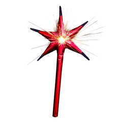 Wall Mural - Red Star Sparkler with Glittering Sparks on White