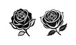 © Naim - Two stylized black silhouette roses with leaves and stems