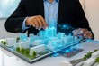 © jiku - Futuristic City Planning: Architect Interacting with Holographic Model for Sustainable Urban Development