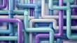 © Kitta Studio - Colorful Maze of Pipes in Cool Shades of Blue and Purple Design
