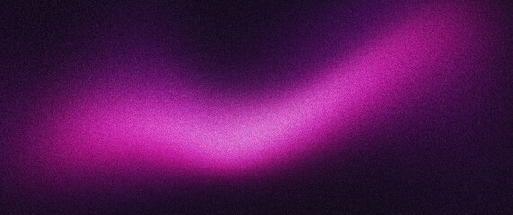 Wall Mural - grainy noise texture background, with purple abstract gradient shape on a black backdrop banner post