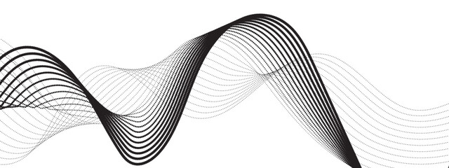 Wall Mural - minimalist black and white abstract wave pattern with smooth, flowing, parallel curved lines with dy