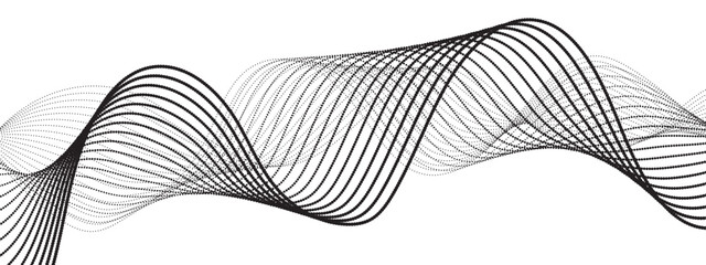 Wall Mural - minimalist black and white abstract wave pattern with smooth, flowing, parallel curved lines with dy
