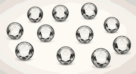 Arrangement of eleven clear oval shaped gems on a light surface in a circular pattern display art