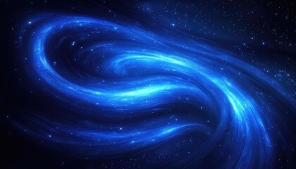 Wall Mural - Swirling Galaxy Blue Energy Trails Amidst a Starry Nebula on Deep Space Background