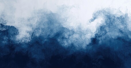 Wall Mural - Watercolor Smoke Texture, Abstract Blue Ink Cloud Effect, Acrylic Paint Mixing in Liquid