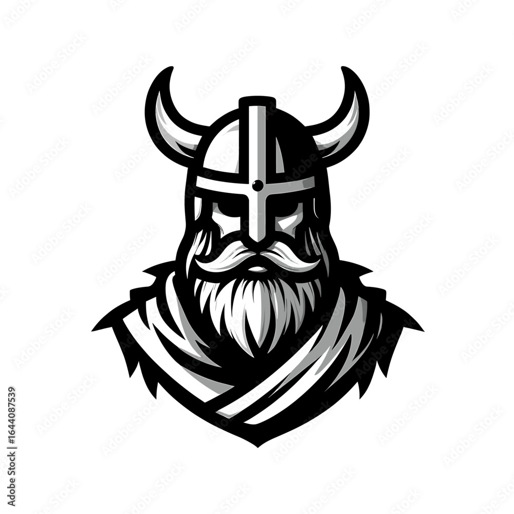 Fierce Viking Warrior with Horned Helmet and Majestic Beard ...