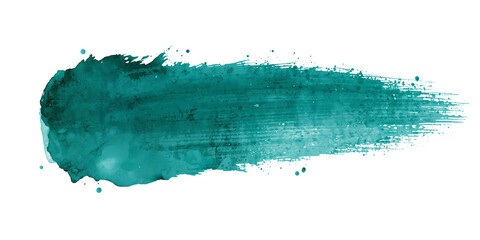 Wall Mural - textured teal brush stroke element on a transparent layer for creative design purposes