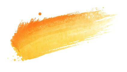Wall Mural - energetic orange and yellow watercolor brushstroke on isolated transparent background creating a