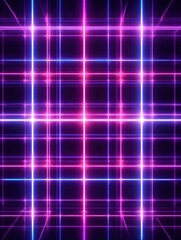 Wall Mural - futuristic neon grid with glowing purple and pink lines abstract geometric digital technology backgr