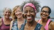 © Johannes - multiracial senior women having fun together after sport workout outdoor  focus on left female face no logos no brands ar 169