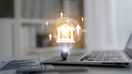 Wall Mural - Digital banking innovation integrates finance and technology to enhance online banking, mobile services, and fintech for seamless financial experiences. Latch