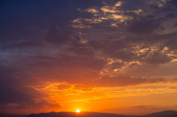 Wall Mural - beautiful sunset over the lake and mountains.