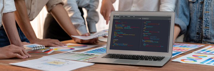 Wall Mural - software development programming on computer screen for brisk application and program coding