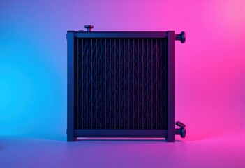 Radiator array with fins and frame, showcasing modern design and functionality