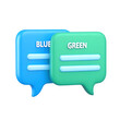 © simohamed - 3d rendered blue and green chat bubbles with white text representing communication and messaging