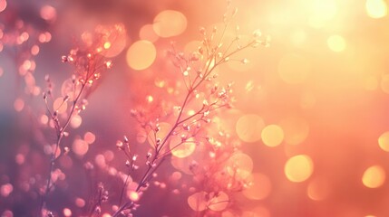 Wall Mural - Golden Light and Delicate Bloom: A captivating display of delicate wildflowers, gracefully swaying in the gentle breeze, are bathed in warm golden light, creating a dreamy and ethereal atmosphere.