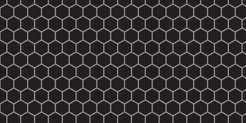 Black metal chain link fence seamless pattern with hexagonal cell mesh and geometric structure