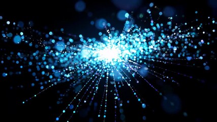 Wall Mural - Blue particle light effect background material Blue particle beam convergence